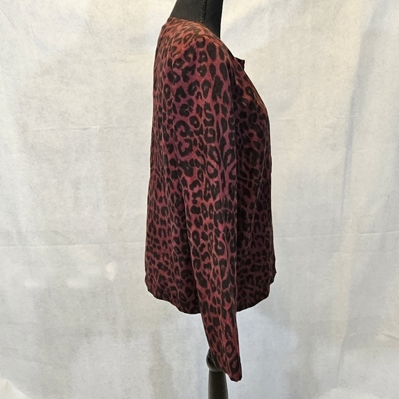 Cathy by Cathy Daniels Wine Color Leopard Print 100% Polyester Suede Jacket Sz 8 - Picture 3 of 7